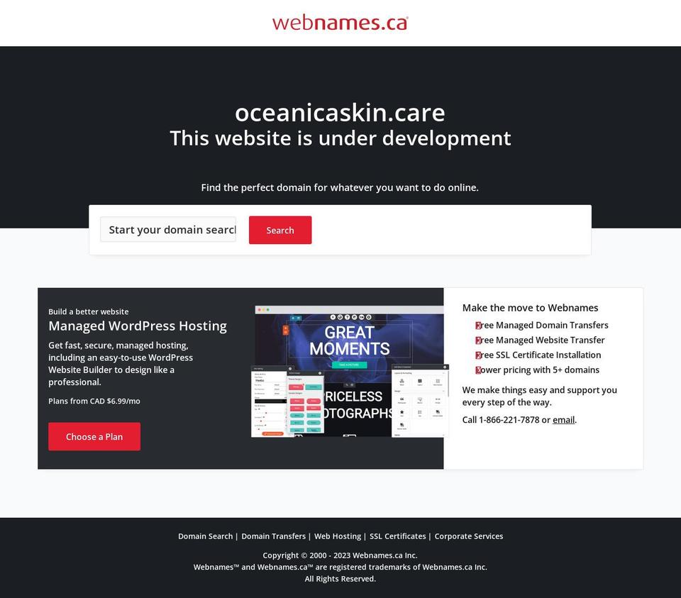 oceanicaskin.care shopify website screenshot