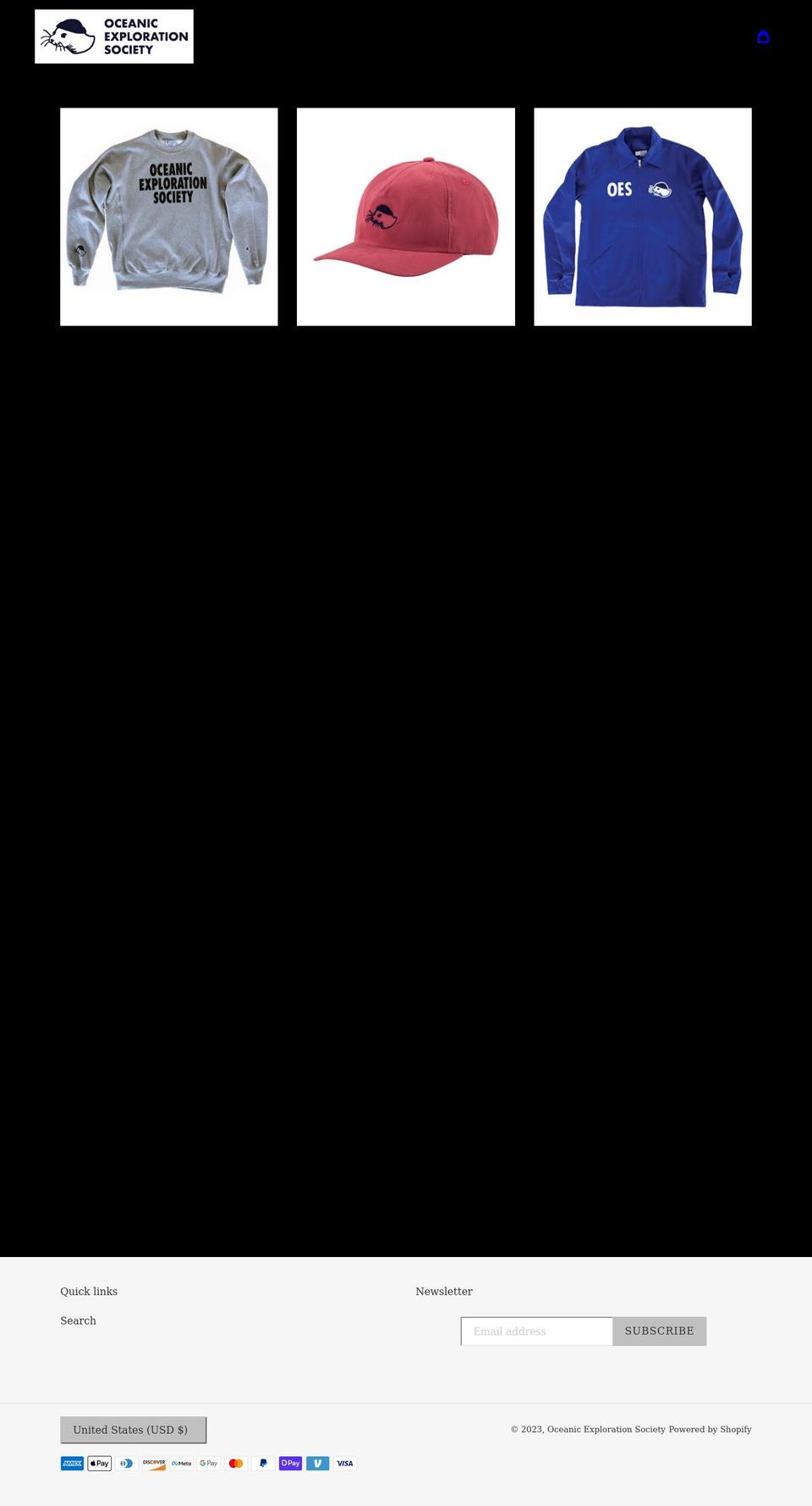 oceanicexplorationsociety.com shopify website screenshot