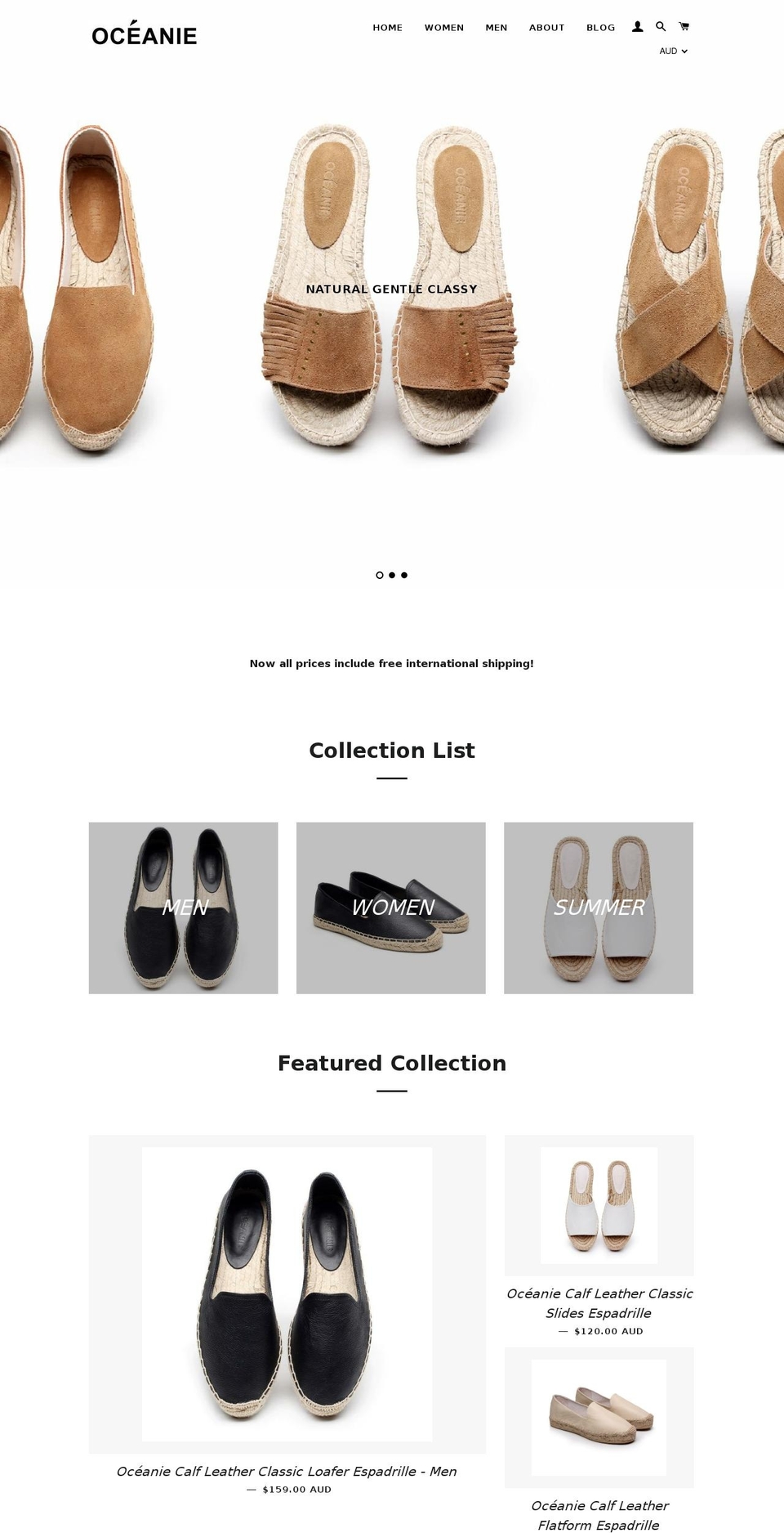 oceaniecollection.com — Shopify storefront screenshot