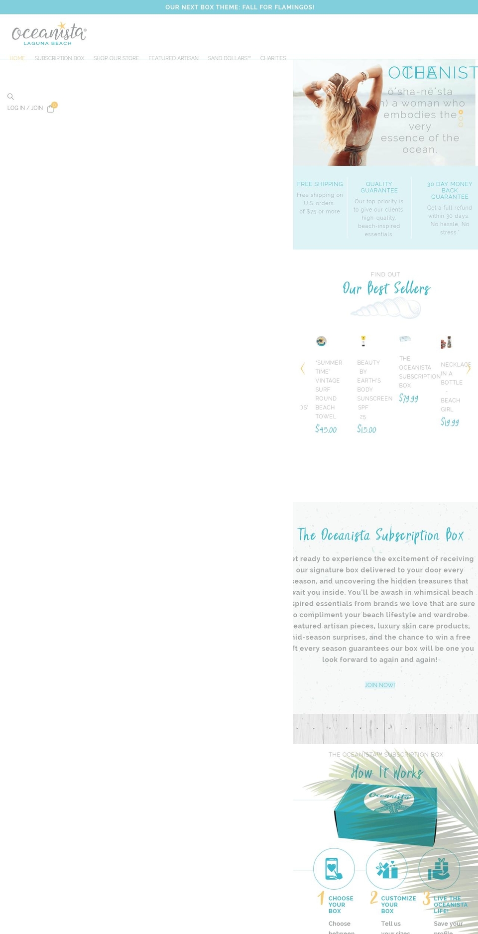 oceanista.com shopify website screenshot