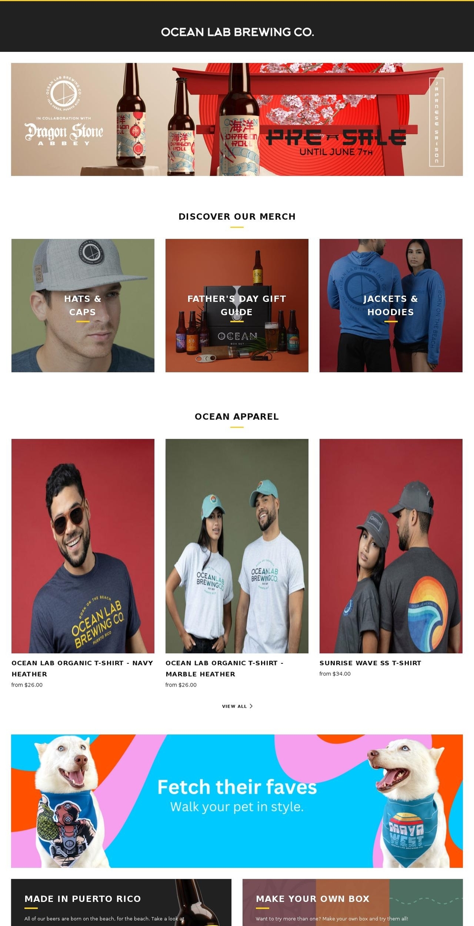 oceanlabbrewery.com — Shopify storefront screenshot