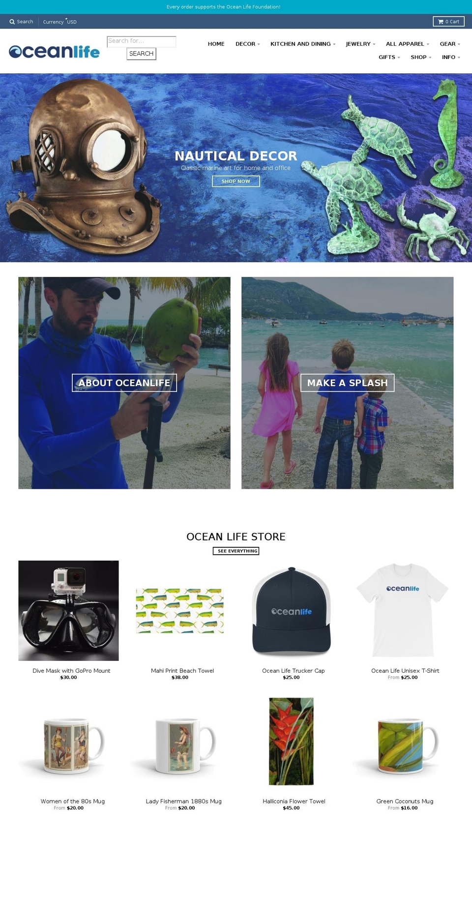 oceanlife.com shopify website screenshot