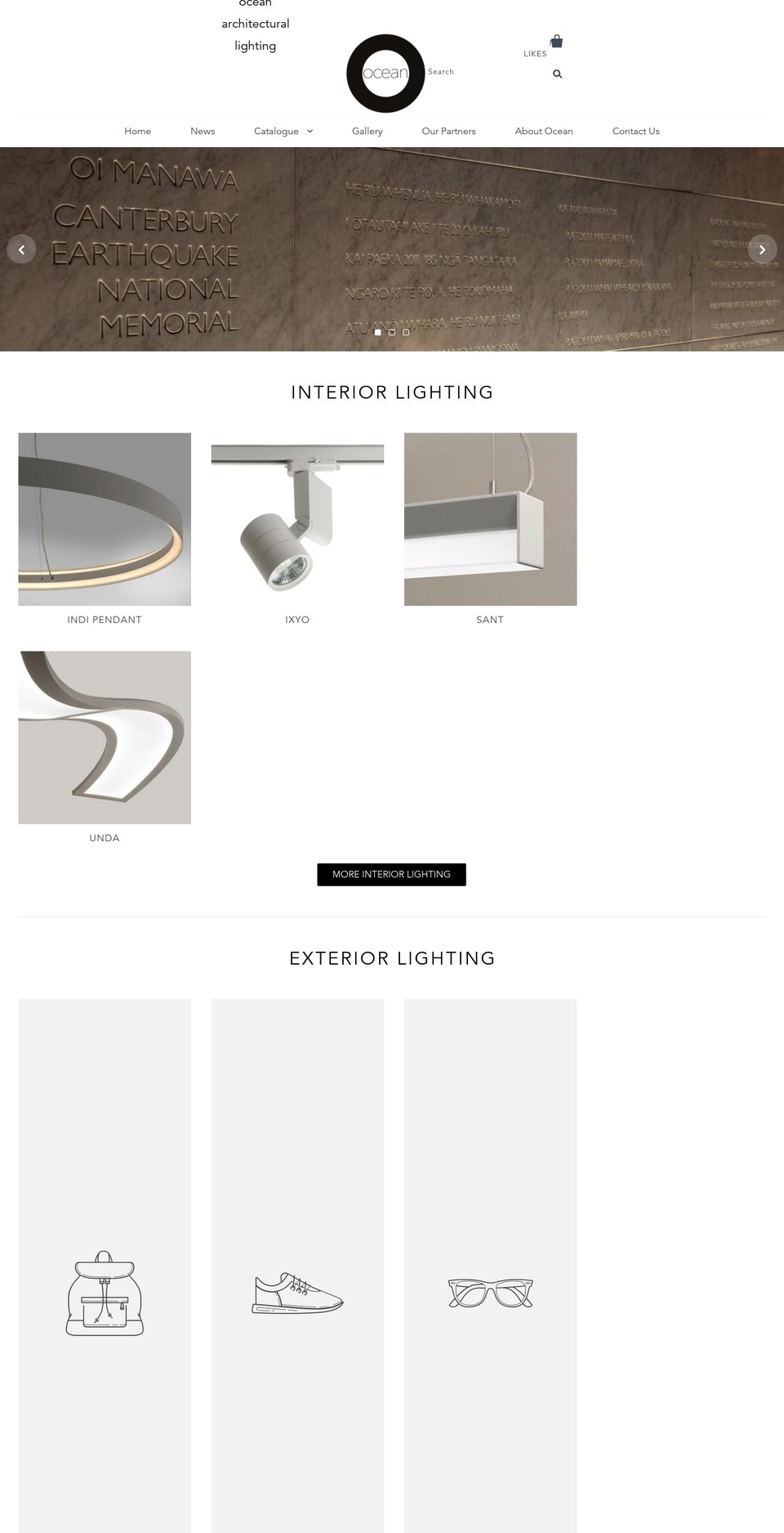 oceanlighting.co.nz shopify website screenshot