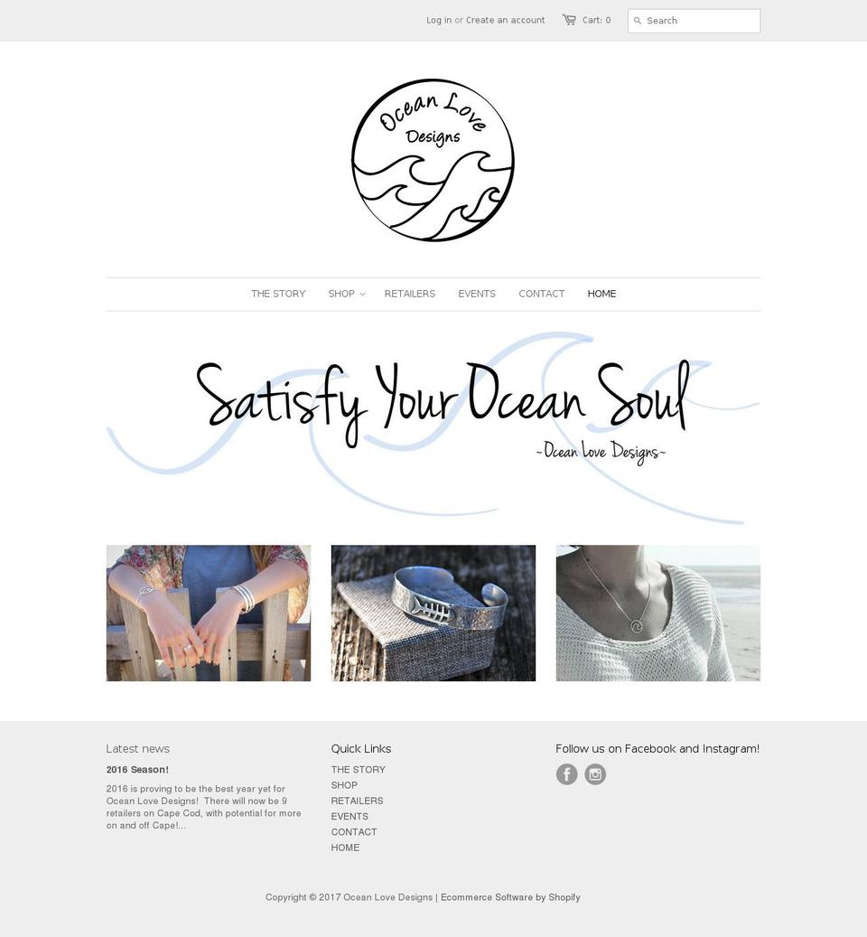 oceanlovedesigns.com shopify website screenshot