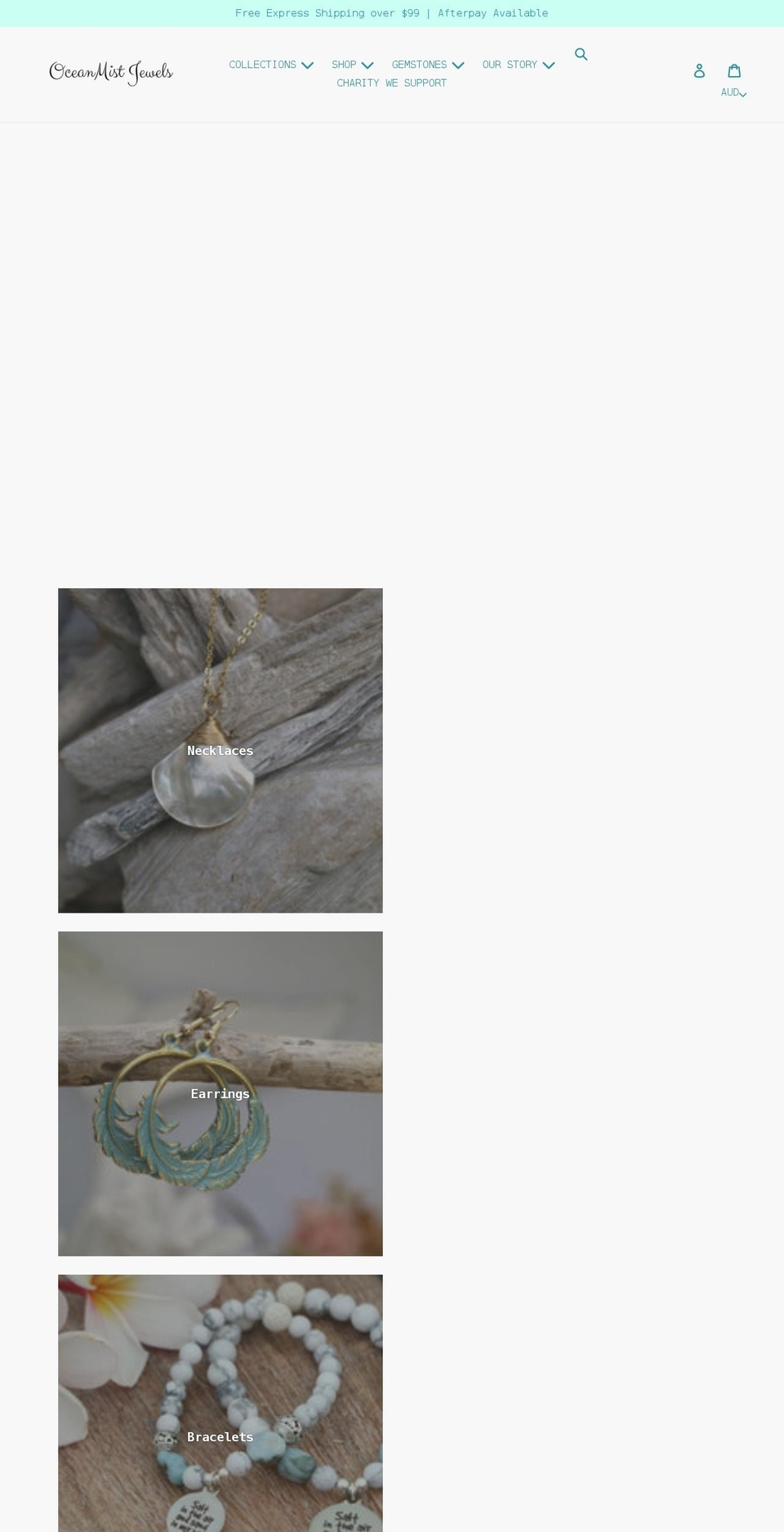 oceanmistjewels.com shopify website screenshot