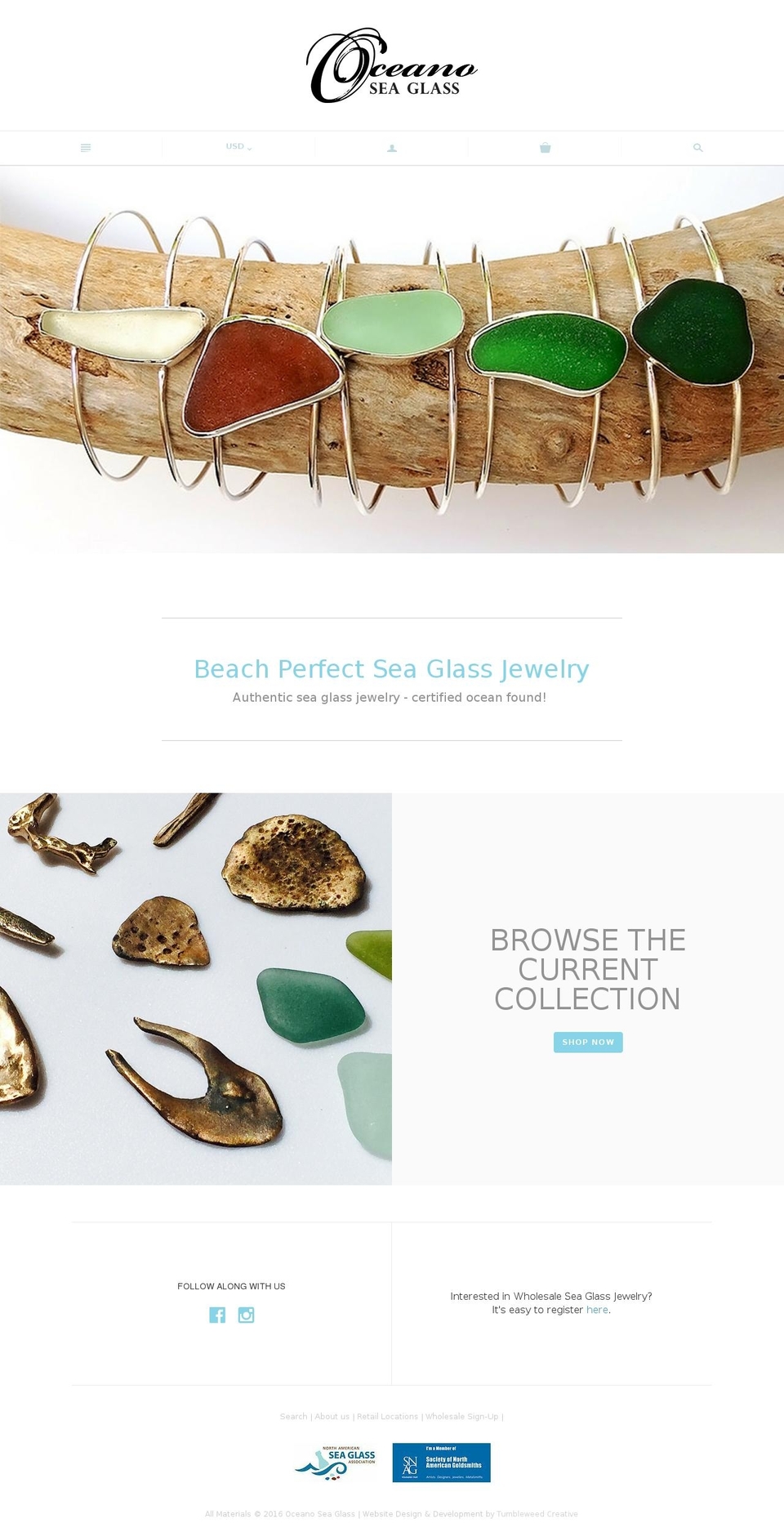 oceanoseaglass.com shopify website screenshot