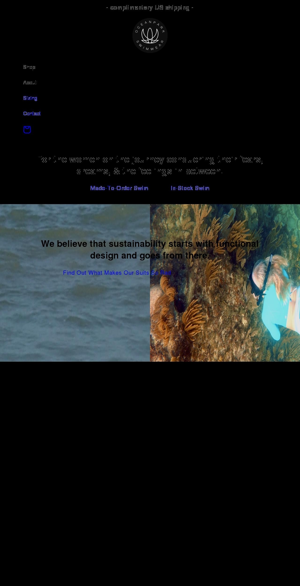 oceanparkswimwear.com shopify website screenshot