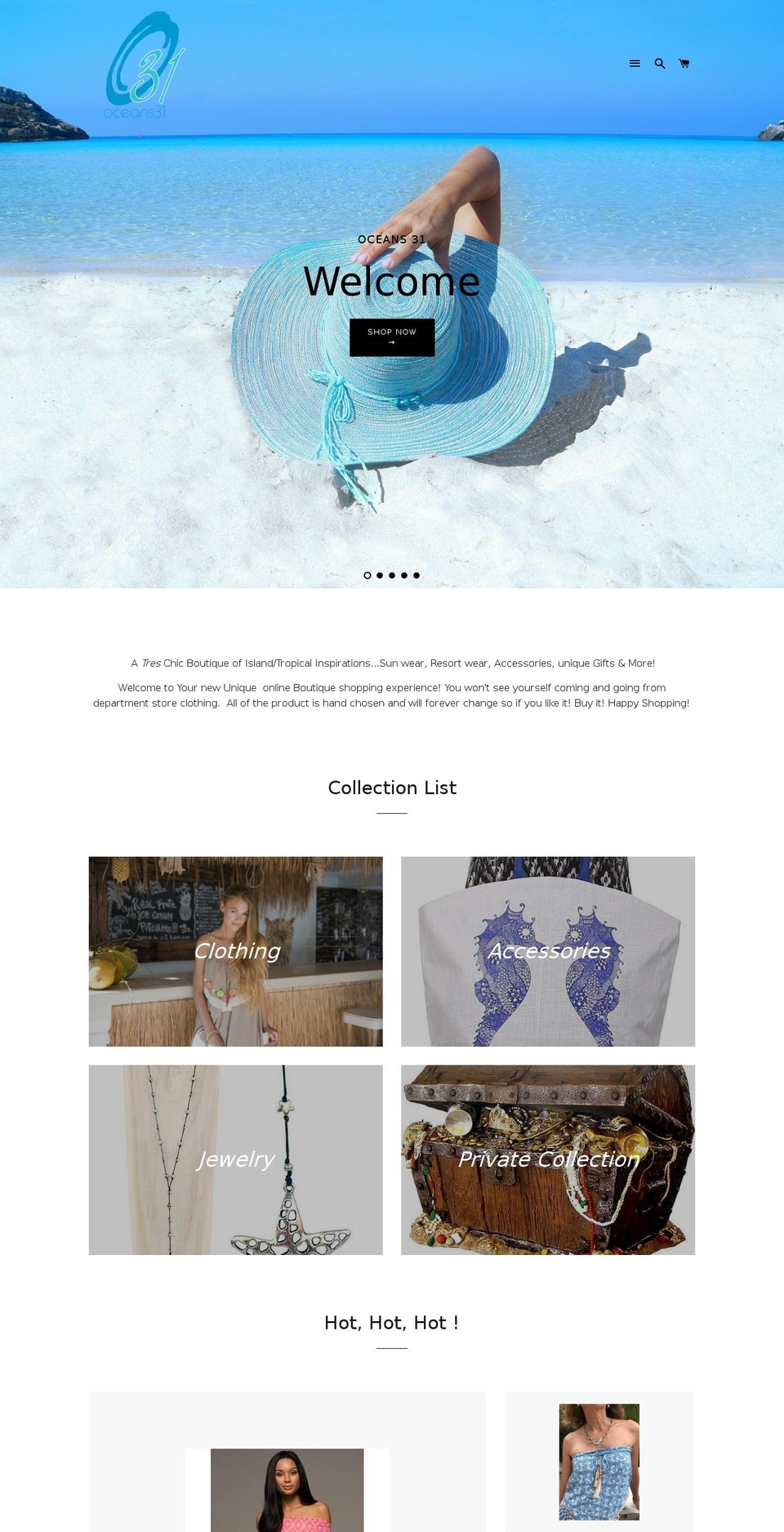 Cerulean home Shopify theme site example oceans31.com