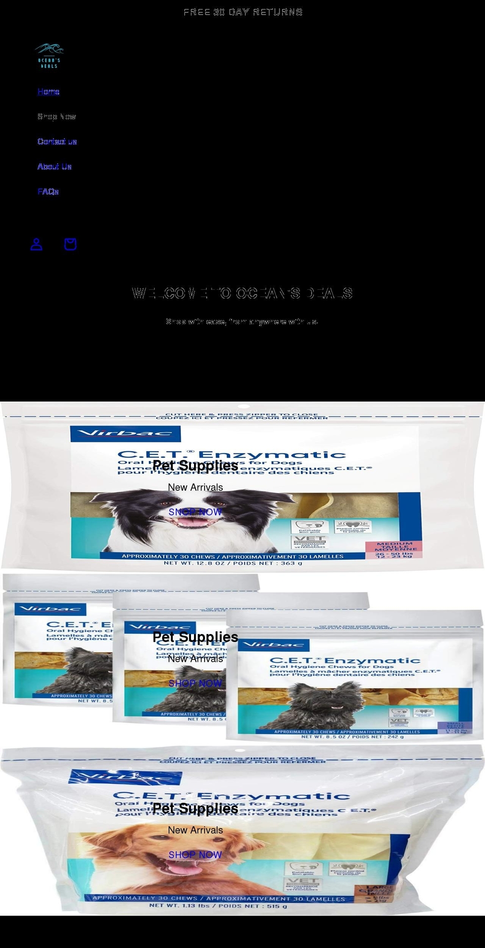 oceansdeals.com shopify website screenshot