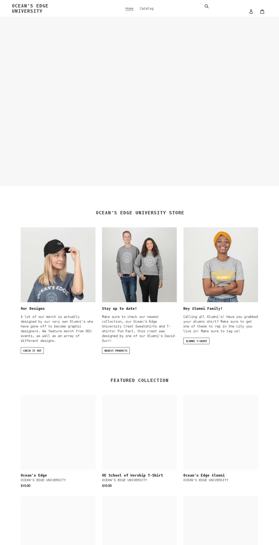 oceansedgeuniversitystore.com shopify website screenshot