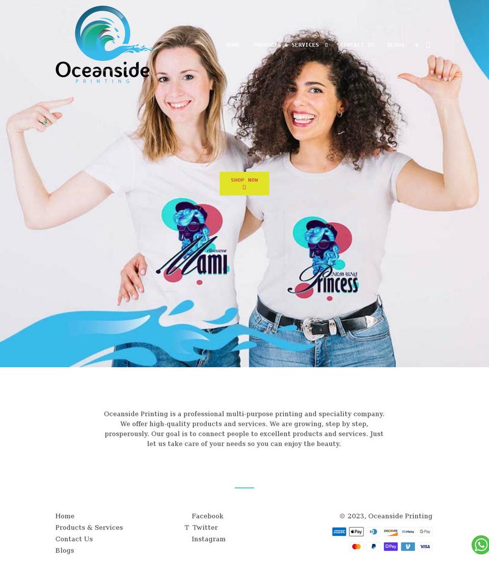 oceansideprinting.com shopify website screenshot