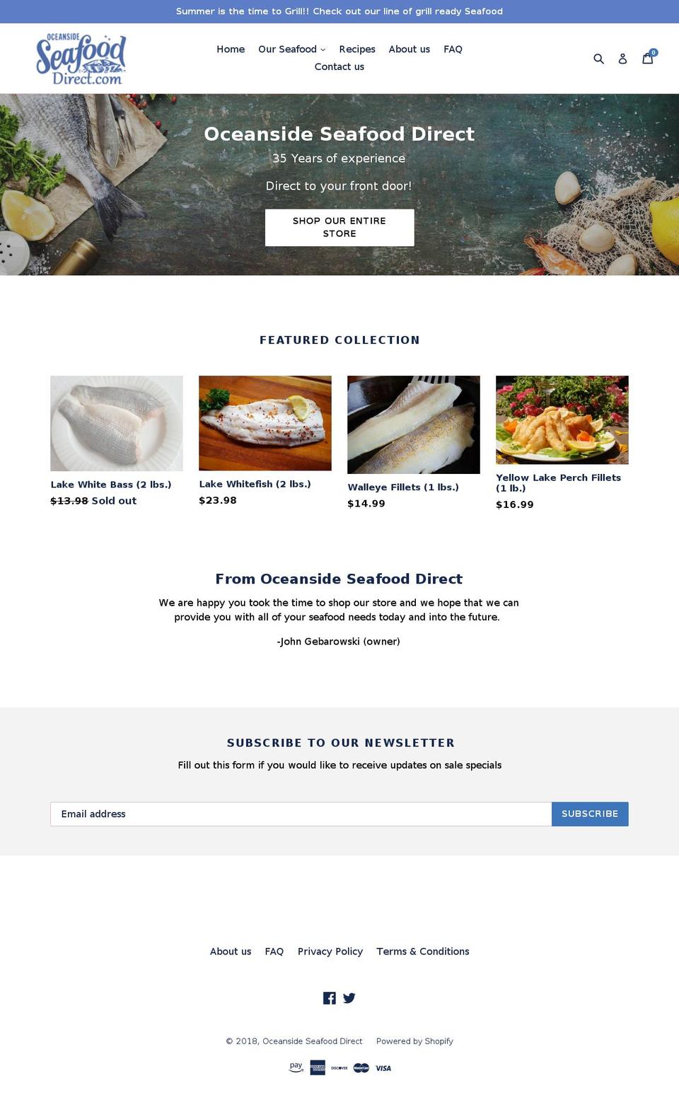 oceansideseafooddirect.com — Shopify storefront screenshot