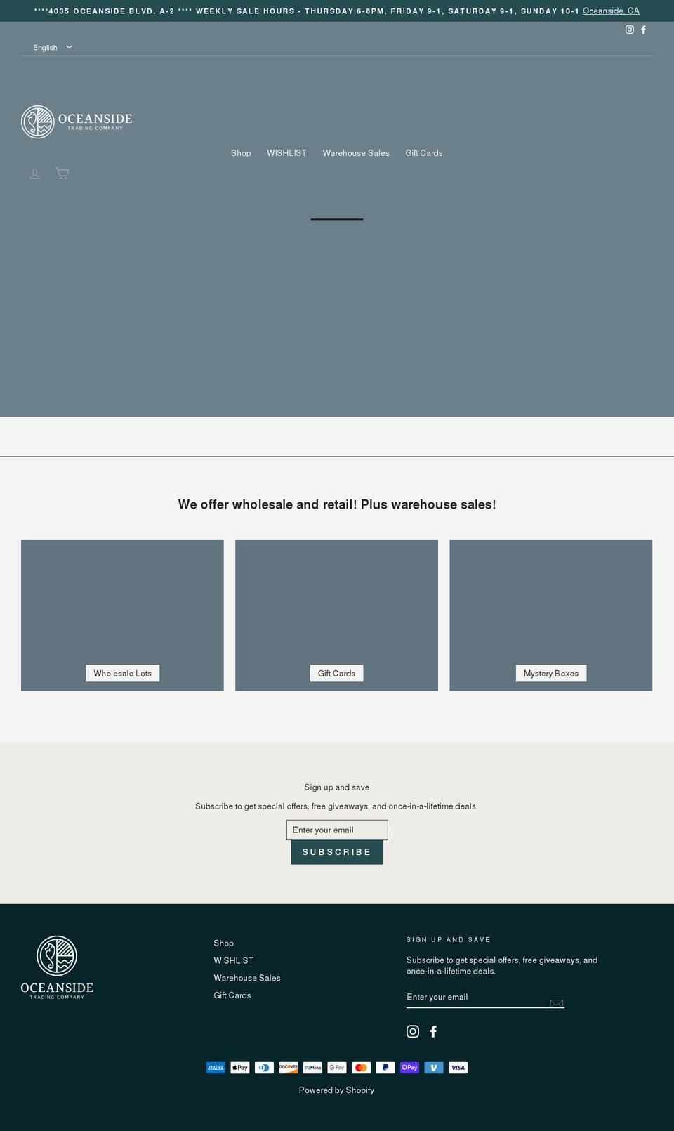 oceansidetradingco.com shopify website screenshot