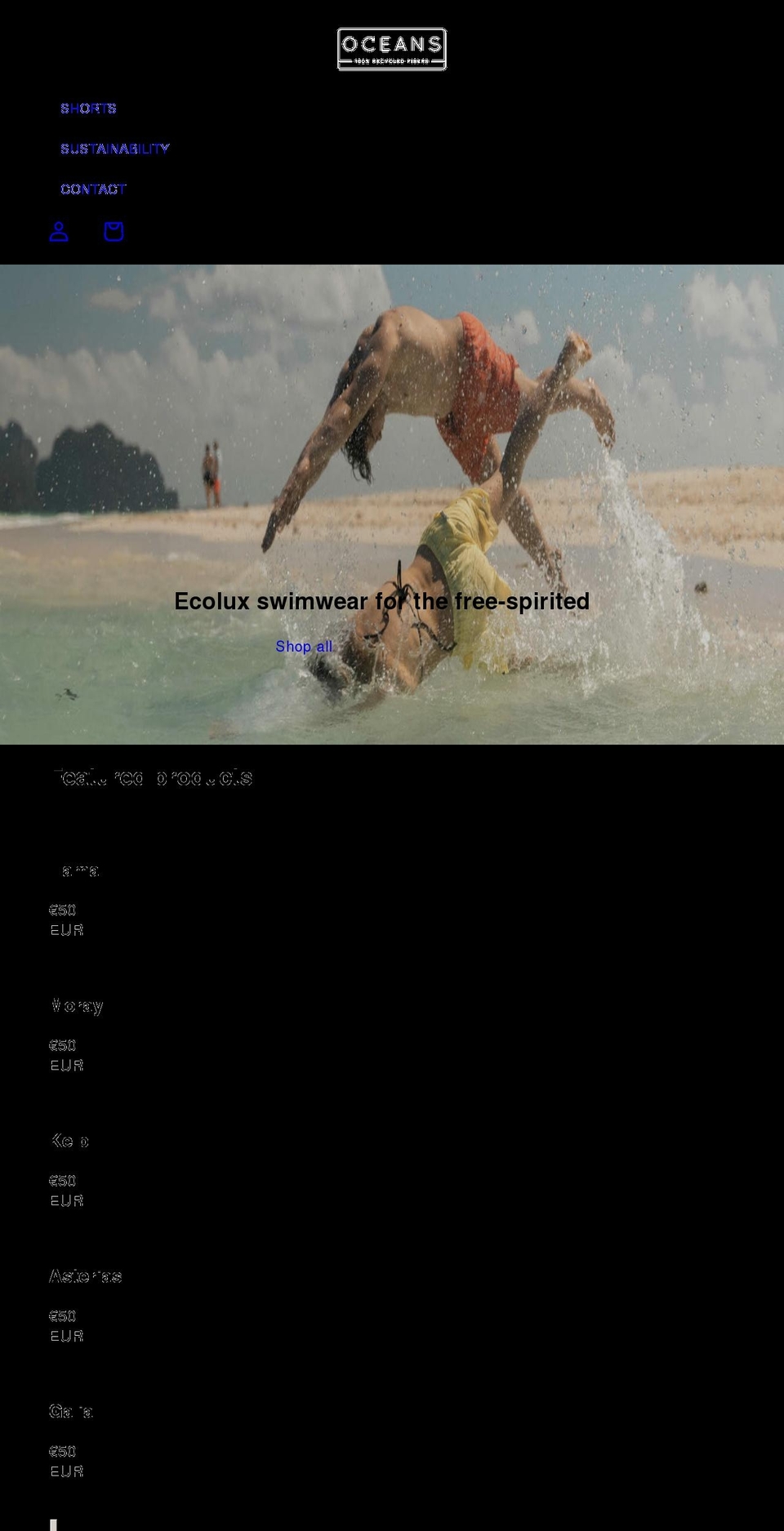oceansthebrand.com — Shopify storefront screenshot