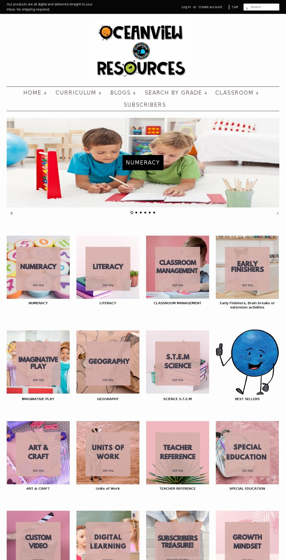 oceanviewresources.com shopify website screenshot