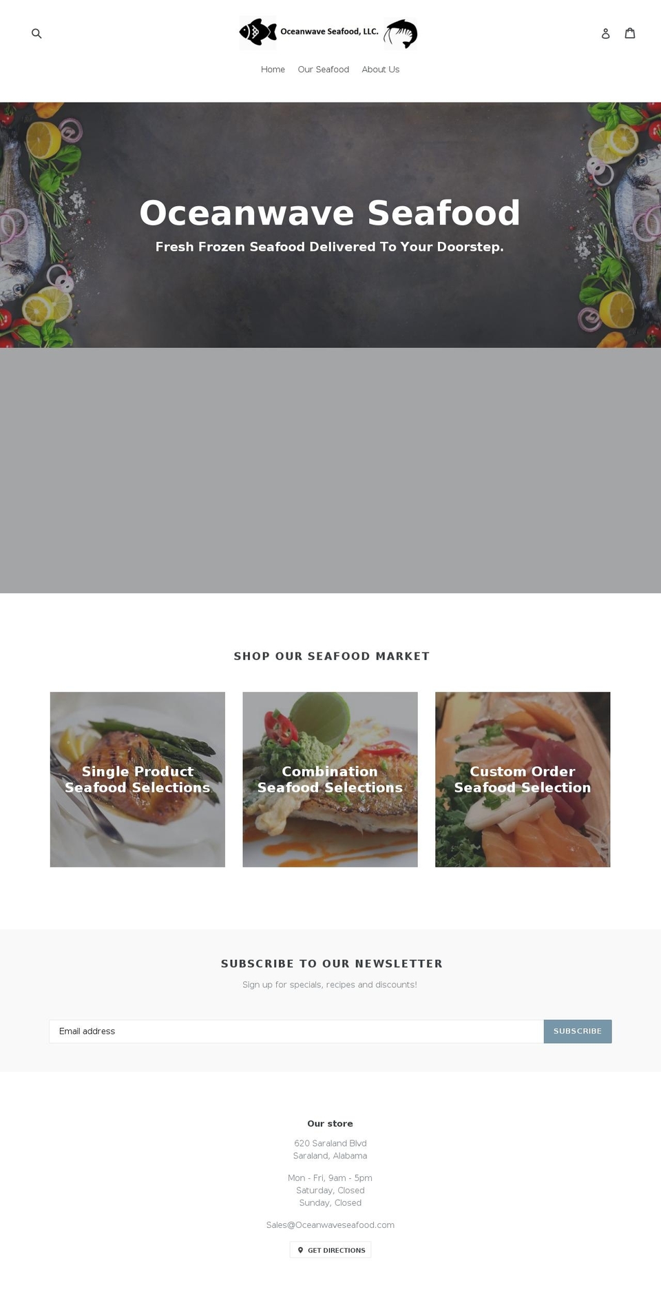 oceanwaveseafood.com — Shopify storefront screenshot