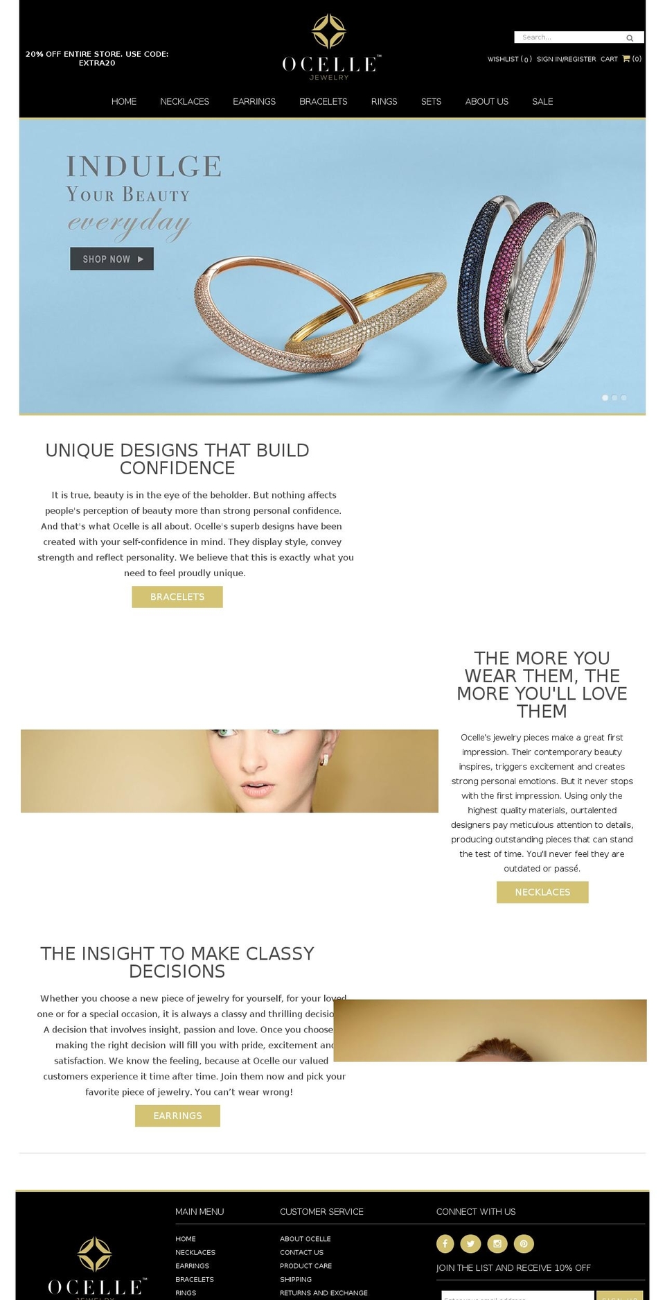 ocellejewelry.com shopify website screenshot