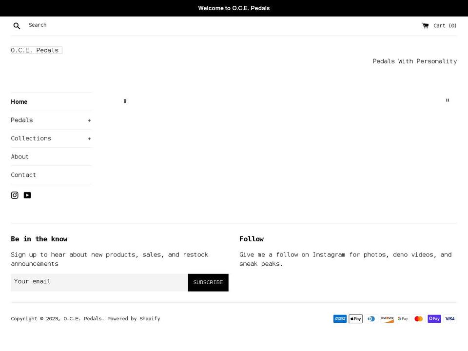 ocepedals.com shopify website screenshot