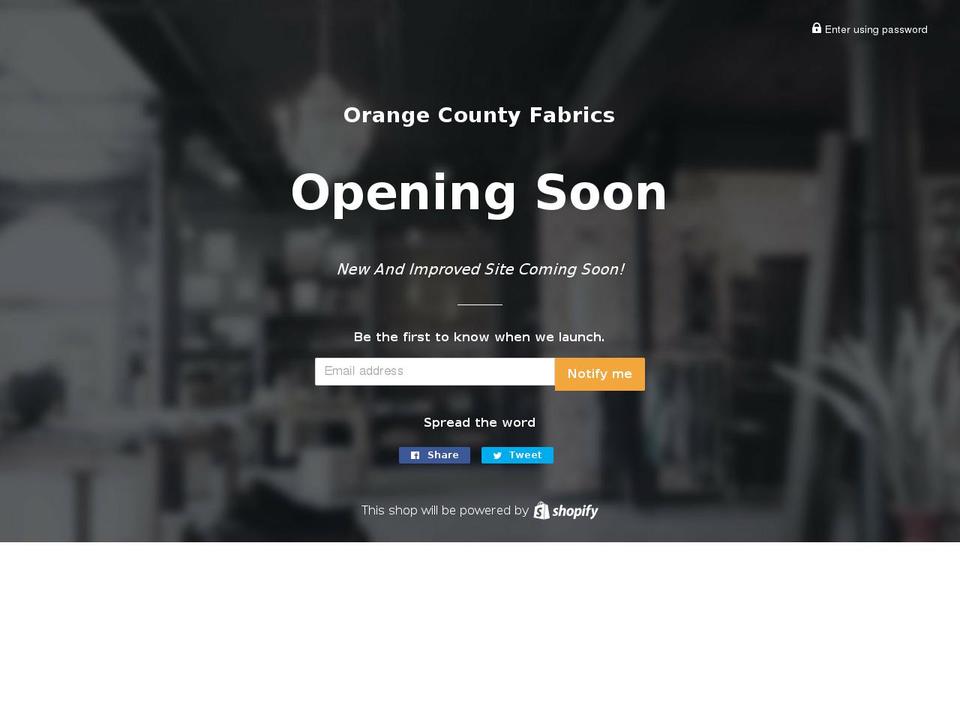 ocfabrics.com shopify website screenshot