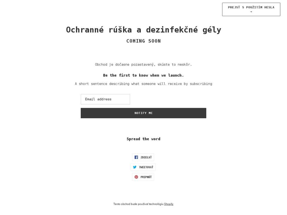 ochranne-prostriedky.myshopify.com shopify website screenshot