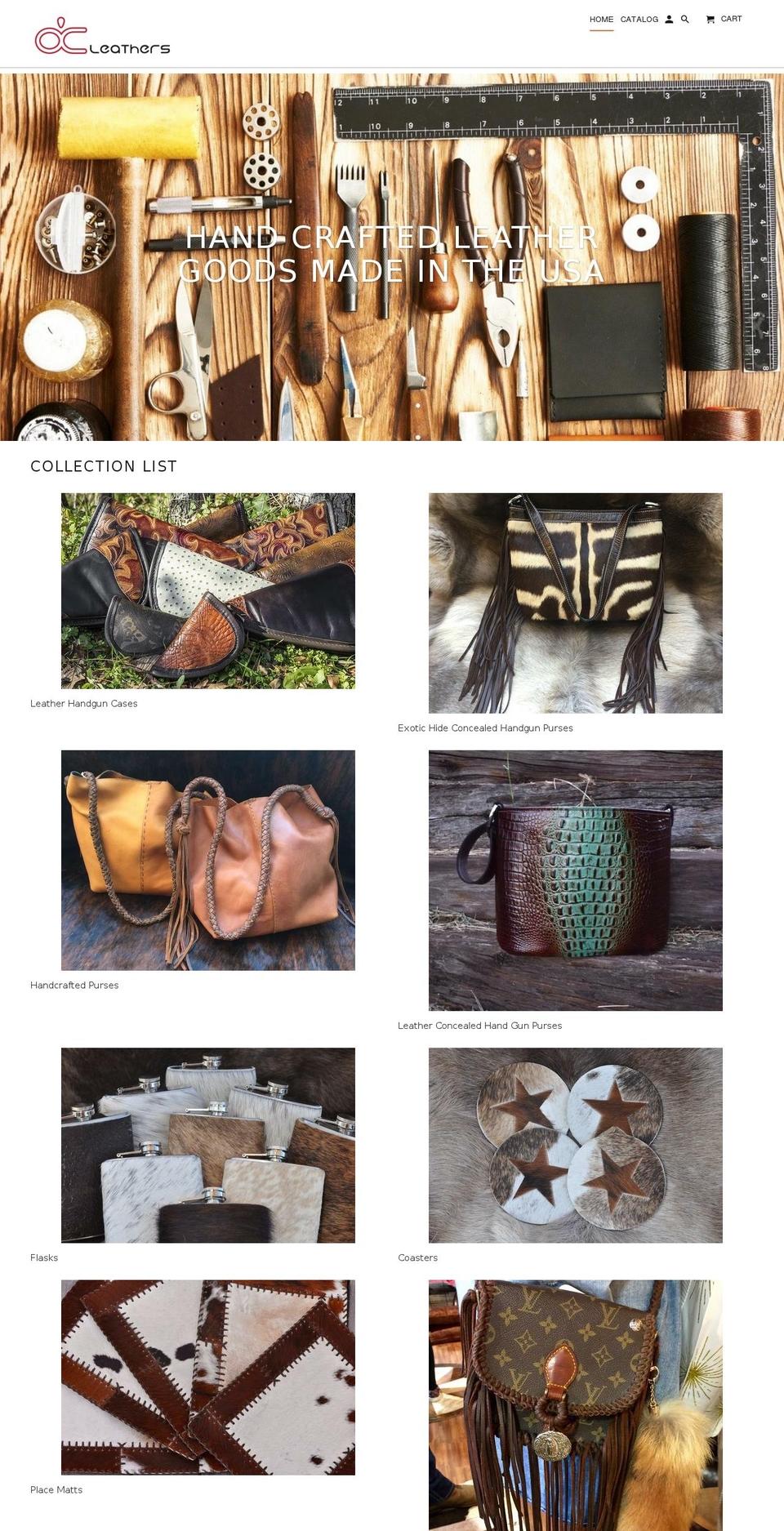 ocleathers.com shopify website screenshot
