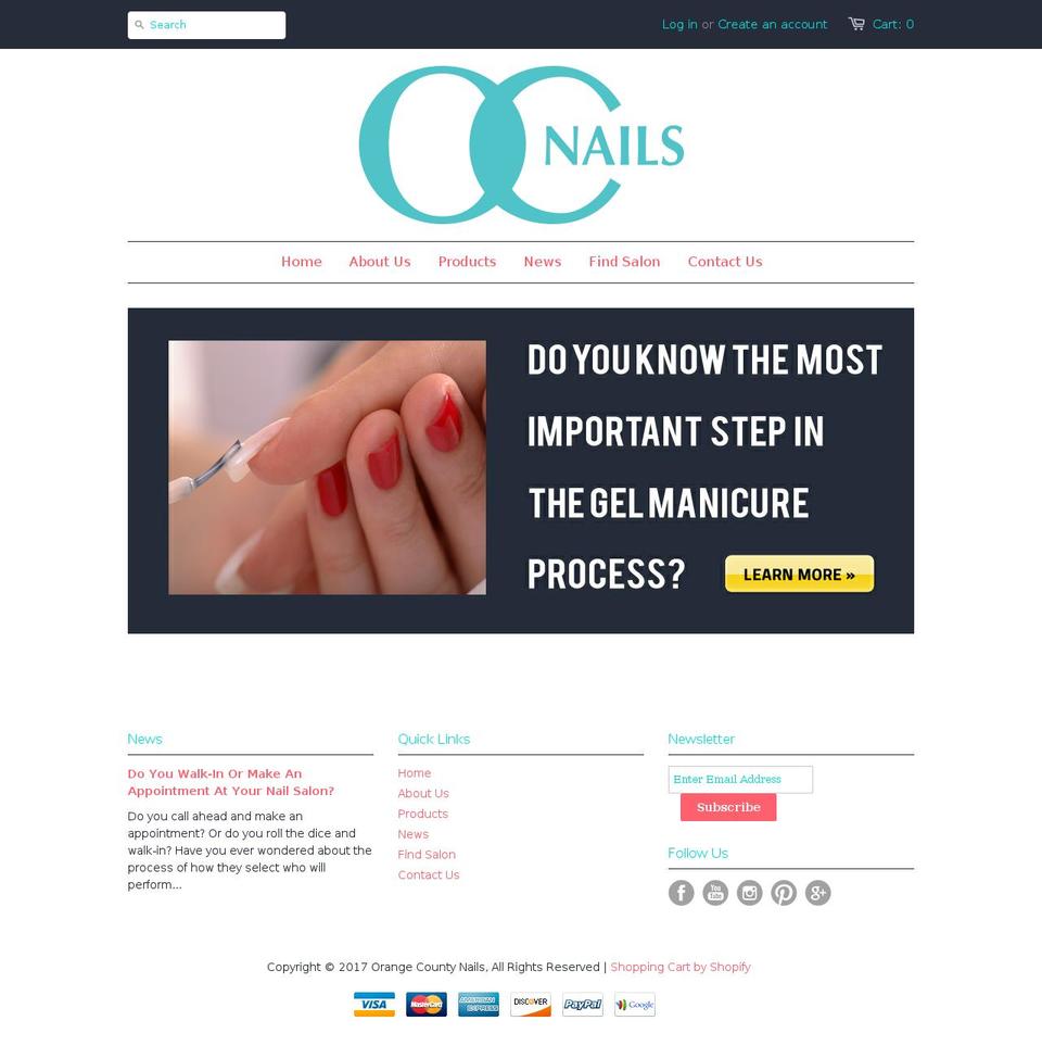 ocnails.com shopify website screenshot
