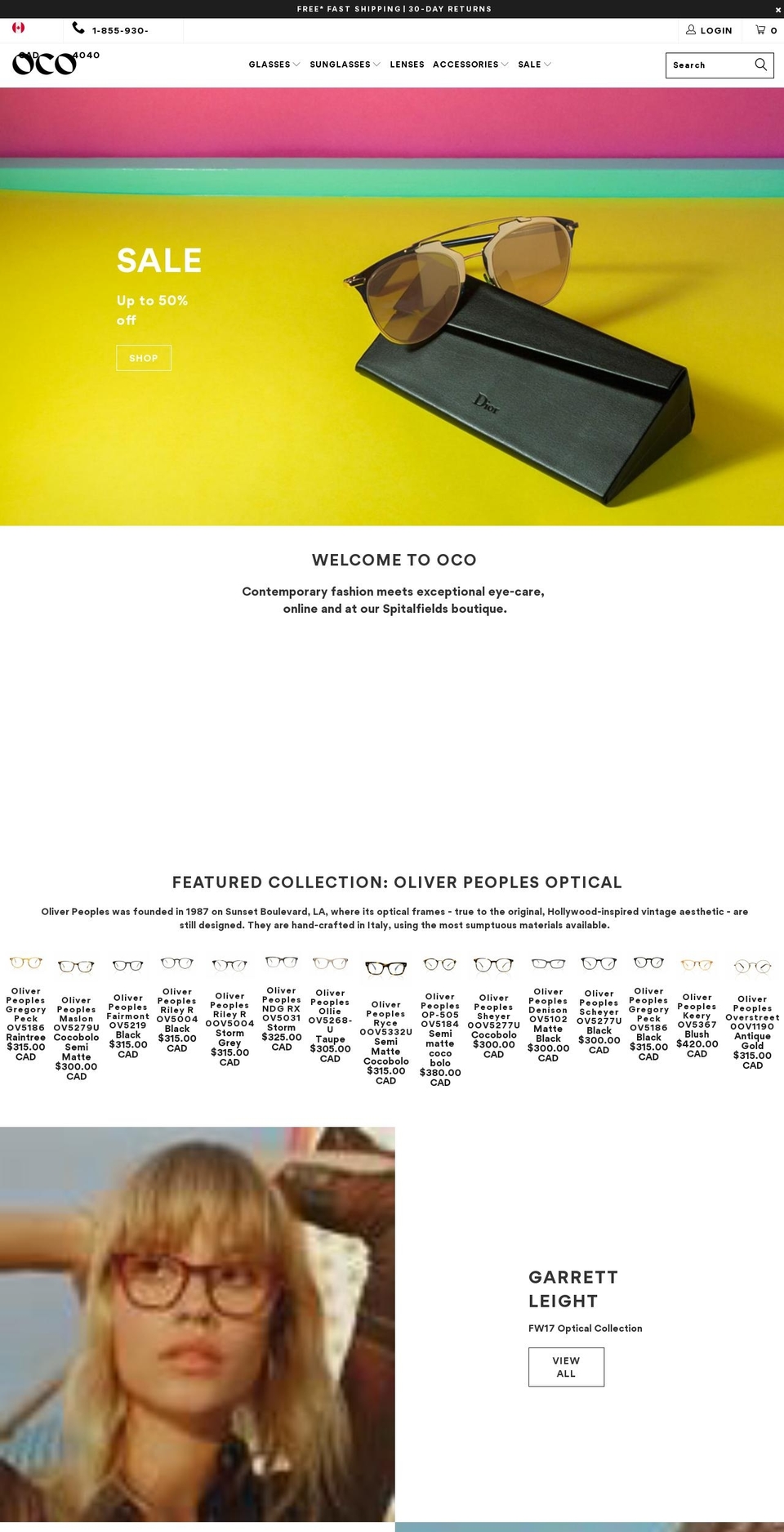 oco-theme Shopify theme site example ocoglasses.ca