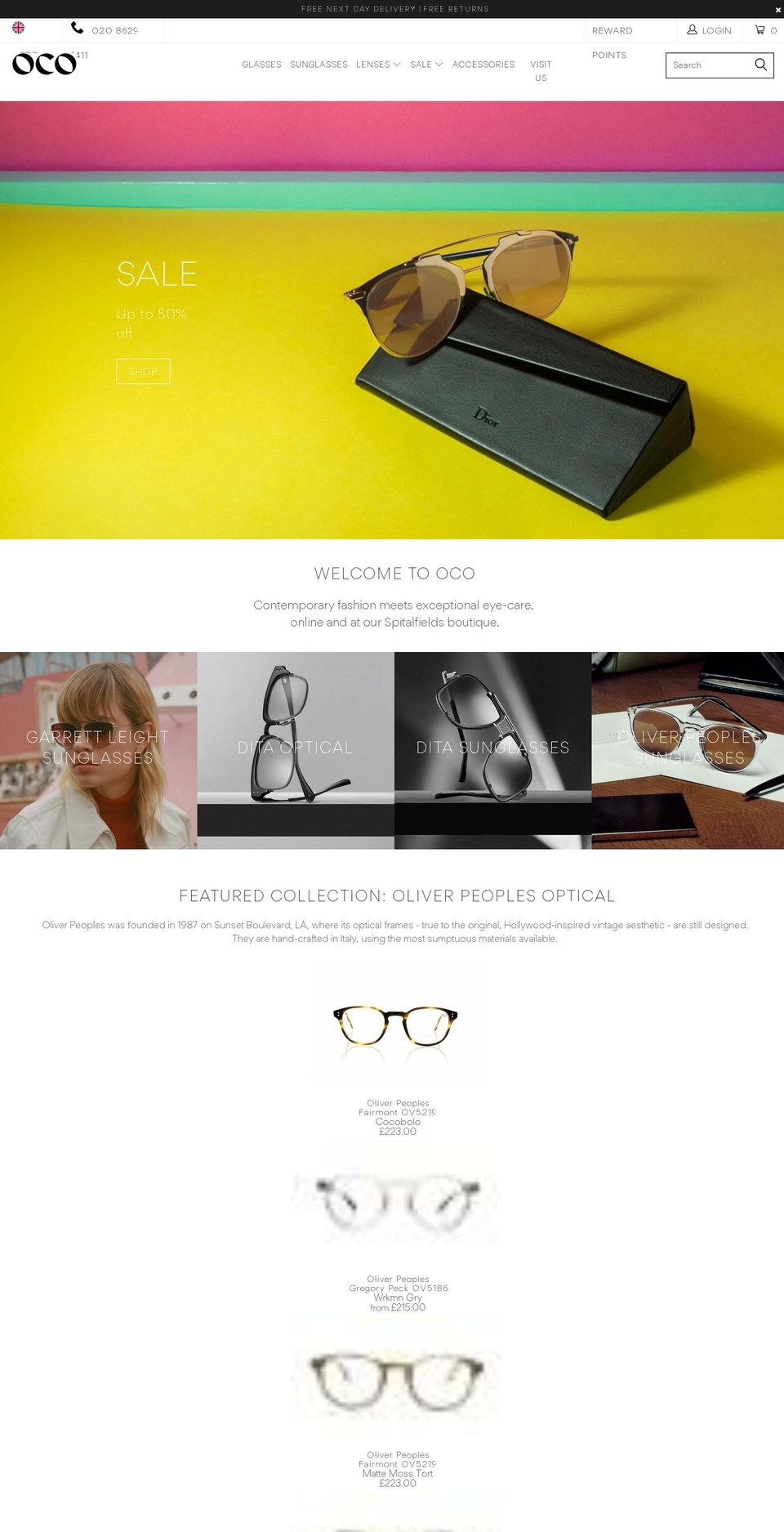 oco-theme Shopify theme site example ocoglasses.co.uk