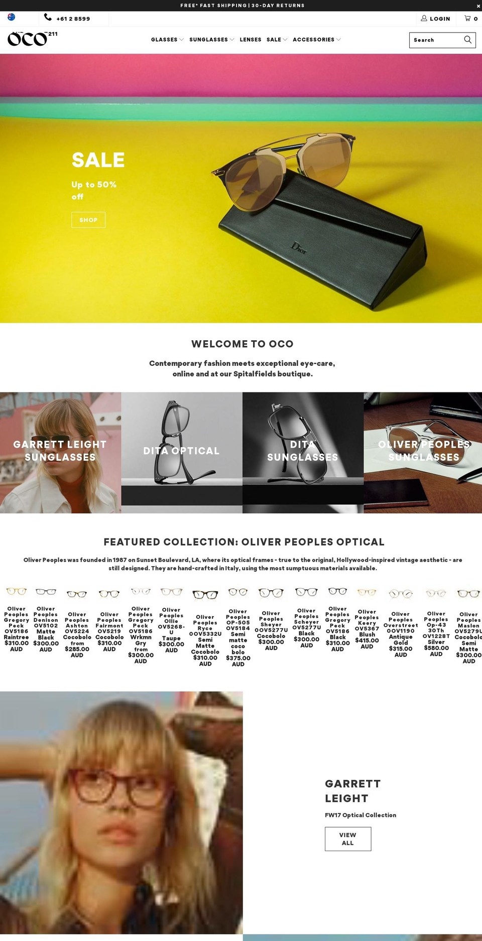 oco-theme Shopify theme site example ocoglasses.com.au