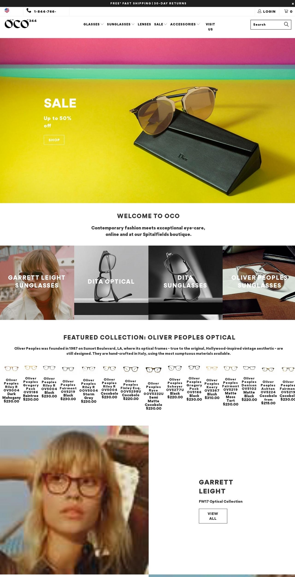 ocoglasses.com shopify website screenshot