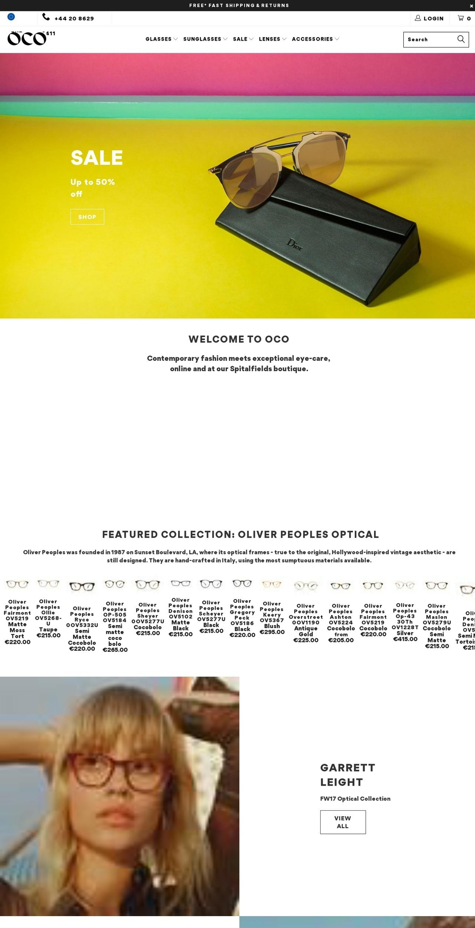 oco-theme Shopify theme site example ocoglasses.de