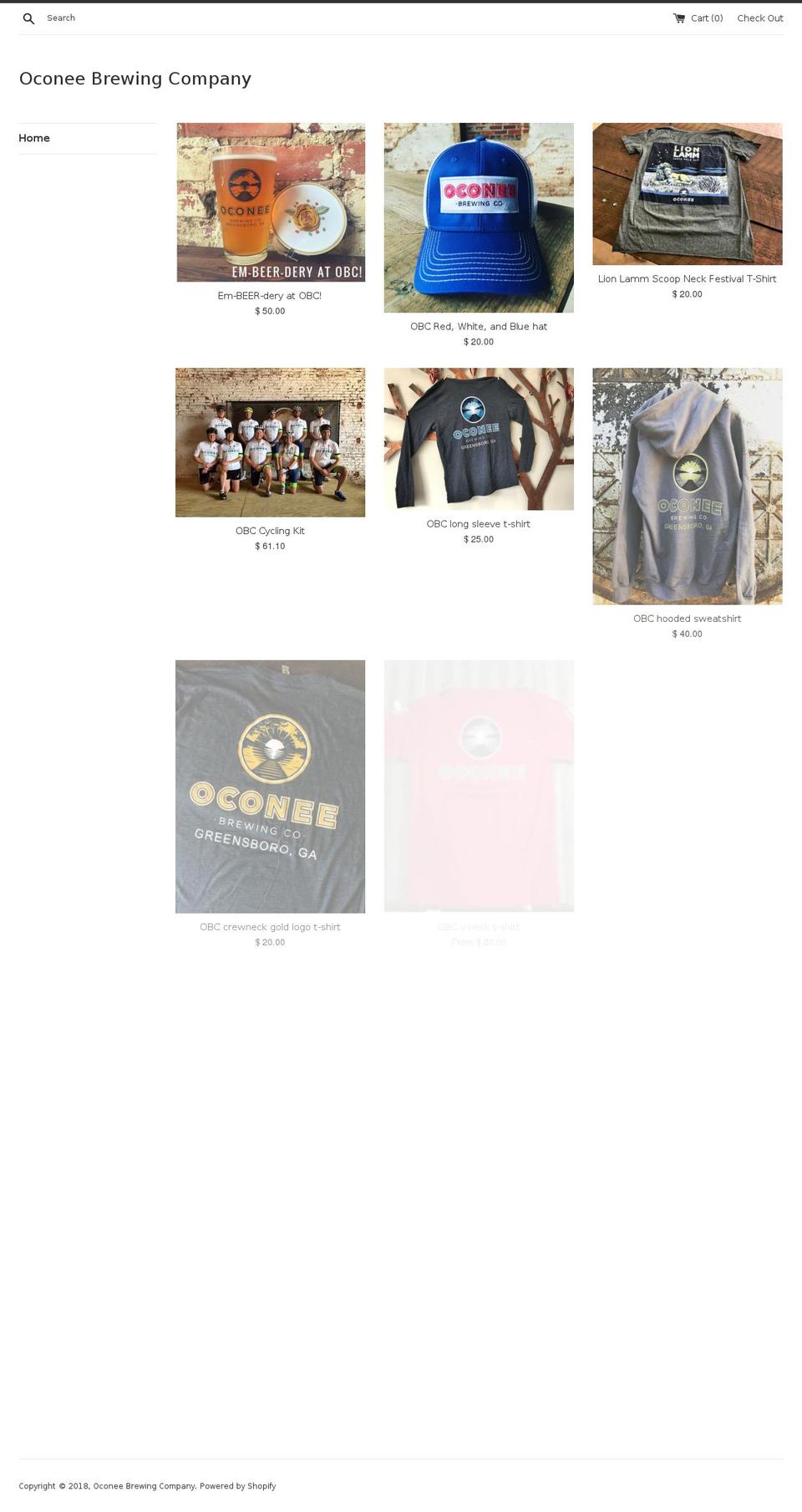 oconeebrewingco.biz shopify website screenshot