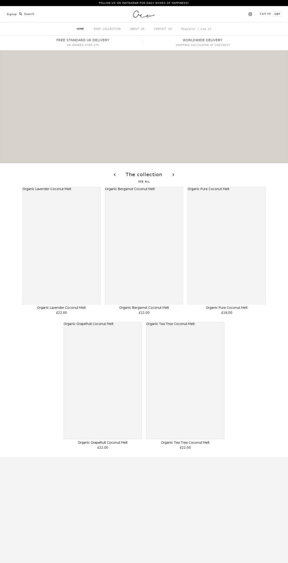 ocoorganic.com — Shopify storefront screenshot