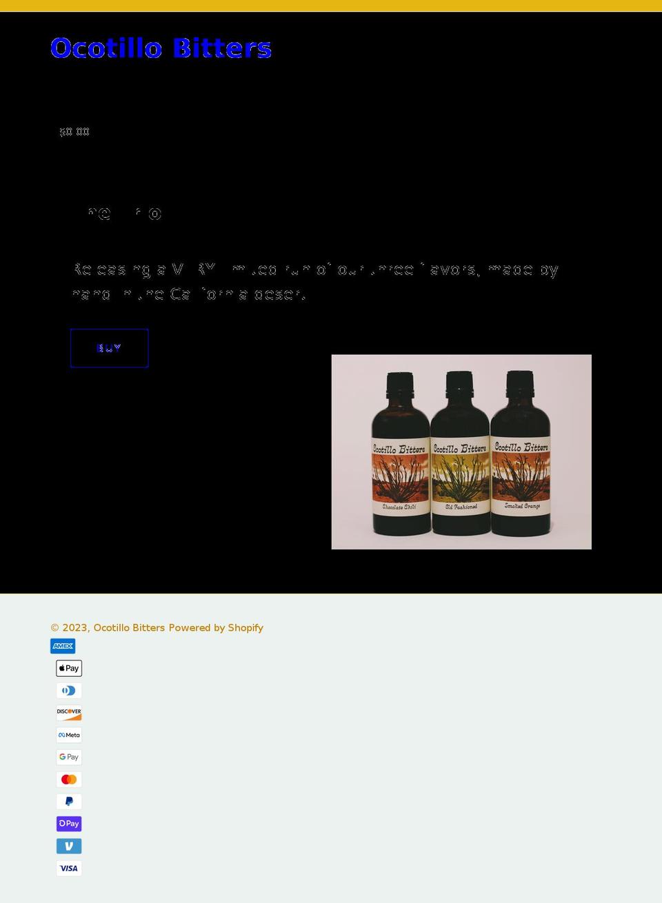ocotillobitters.com shopify website screenshot