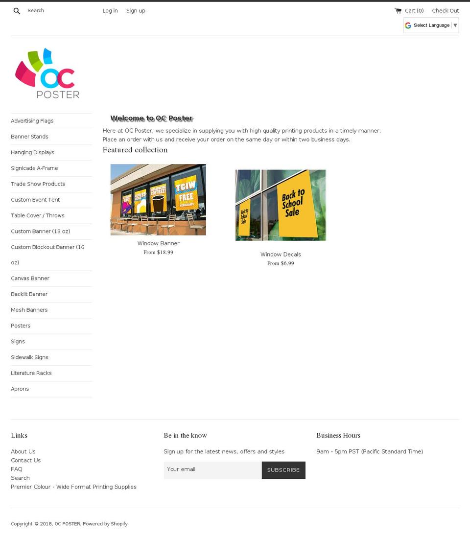 ocposter.com — Shopify storefront screenshot