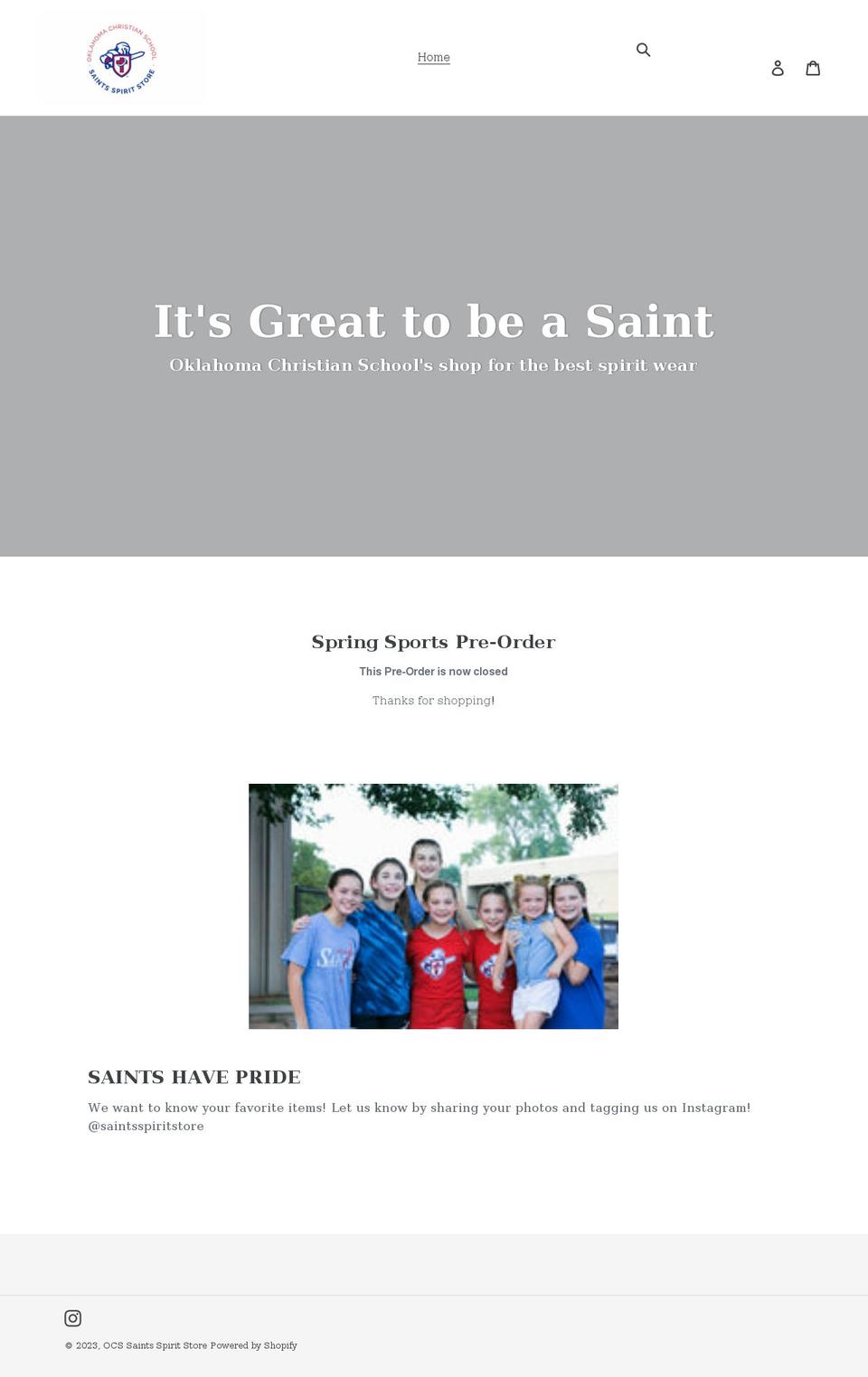 ocs-saints-spirit-store.myshopify.com shopify website screenshot