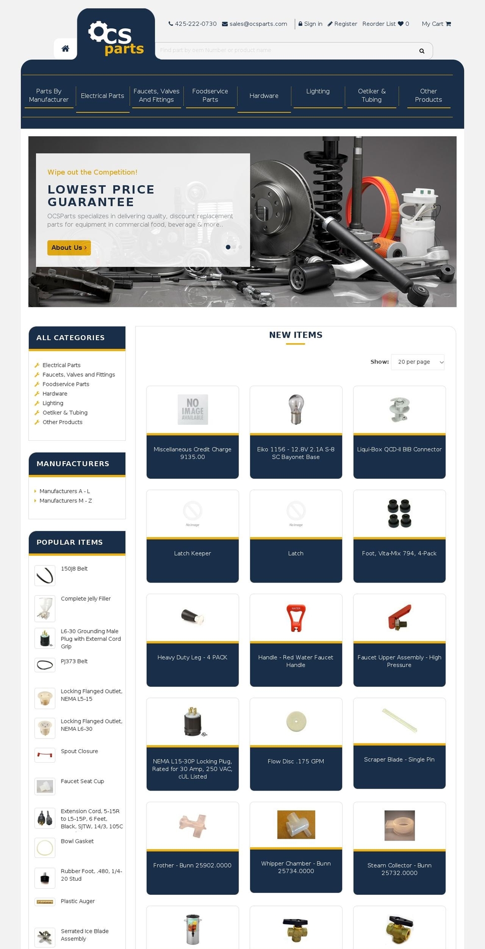 ocsparts.com — Shopify storefront screenshot