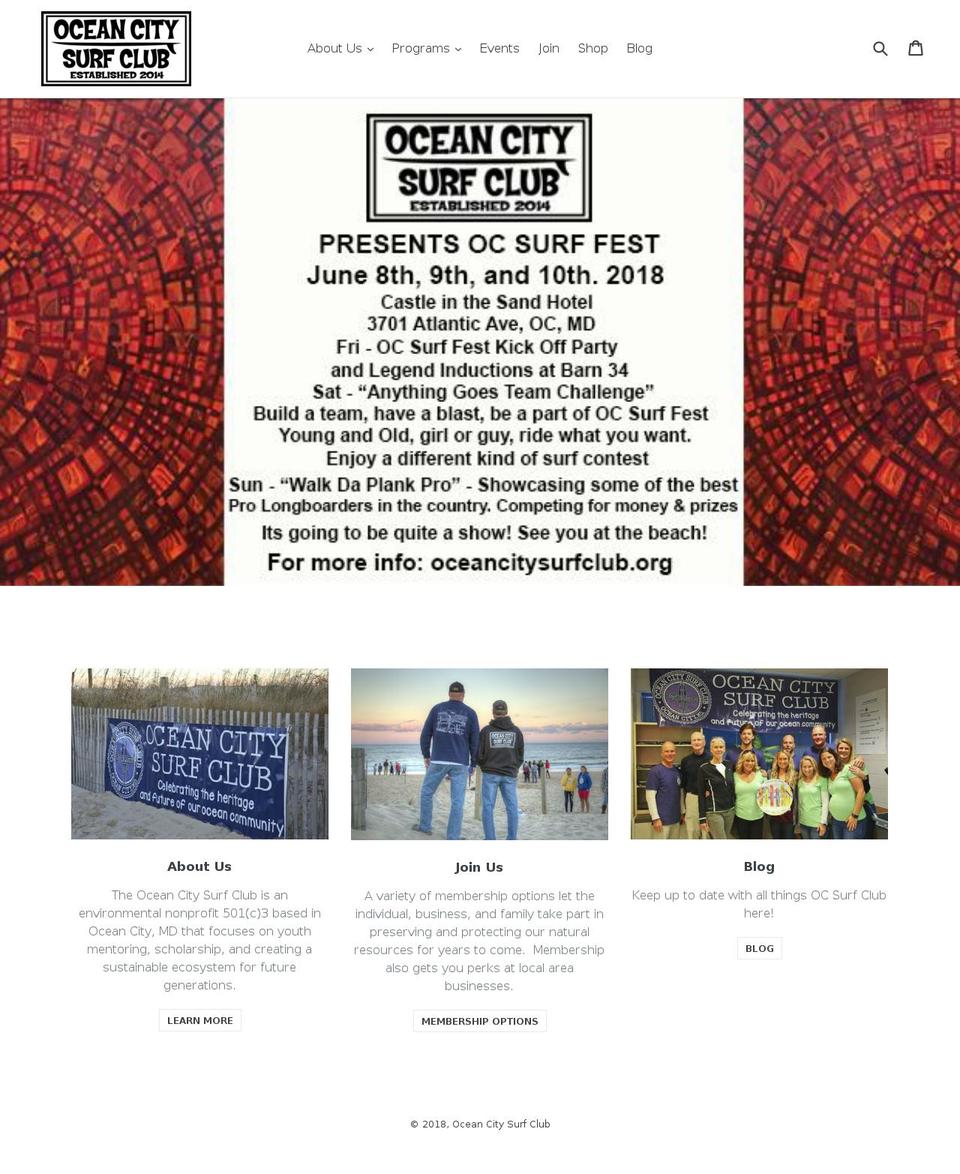 ocsurfclub.org shopify website screenshot
