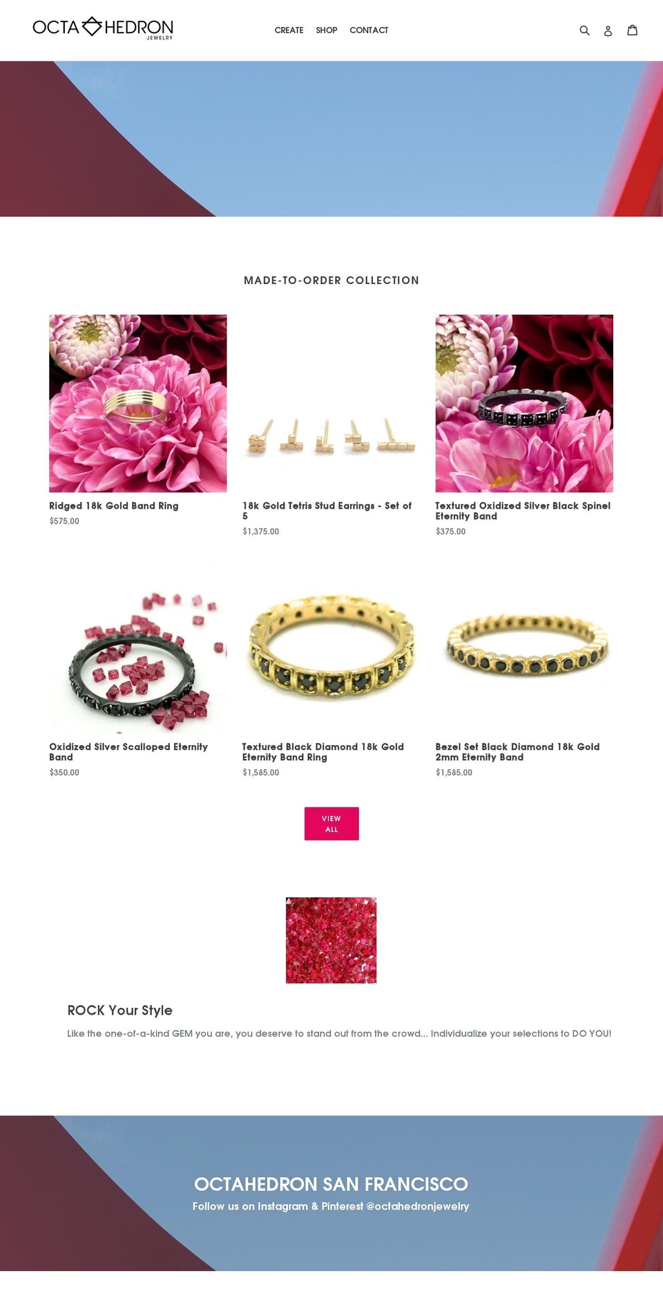octahedronjewelry.com shopify website screenshot