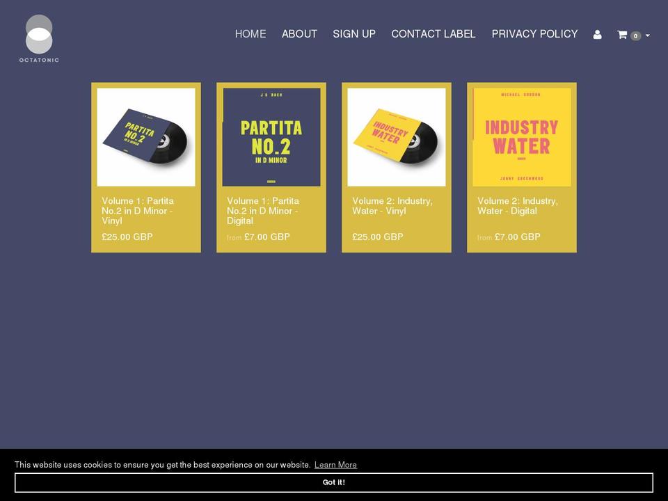 octatonicrecords.com shopify website screenshot