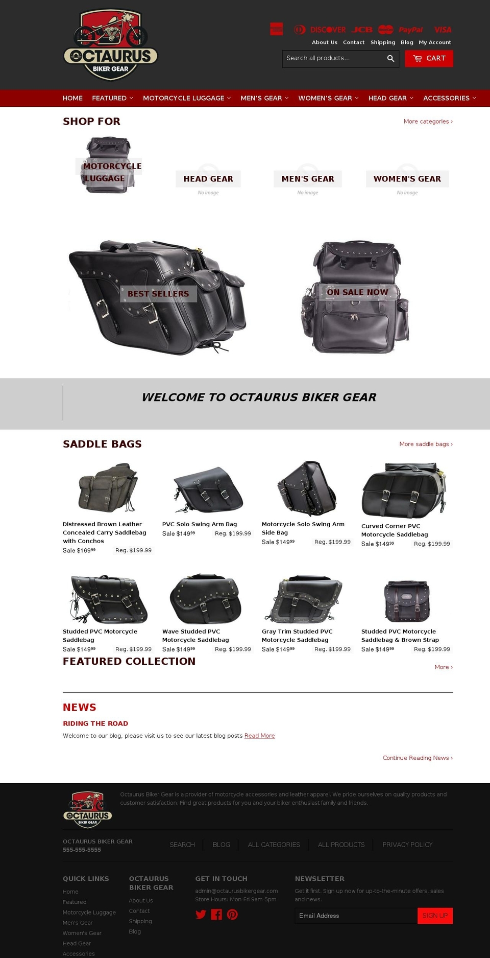 octaurusbikergear.com — Shopify storefront screenshot