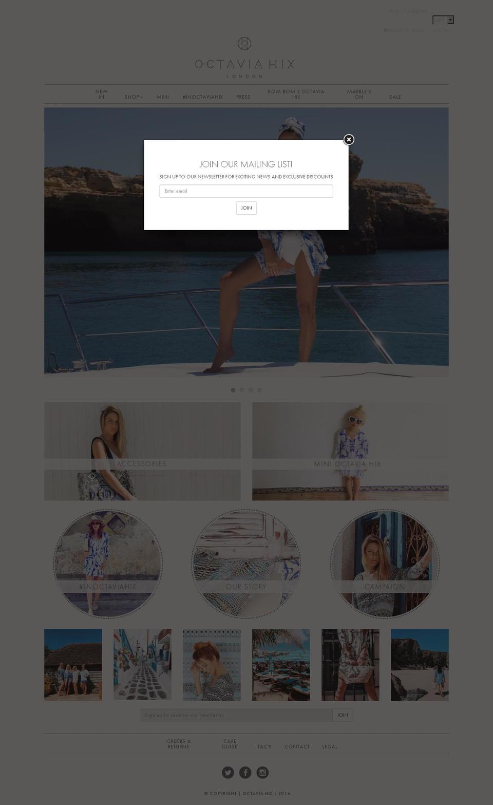 octaviahix.com shopify website screenshot