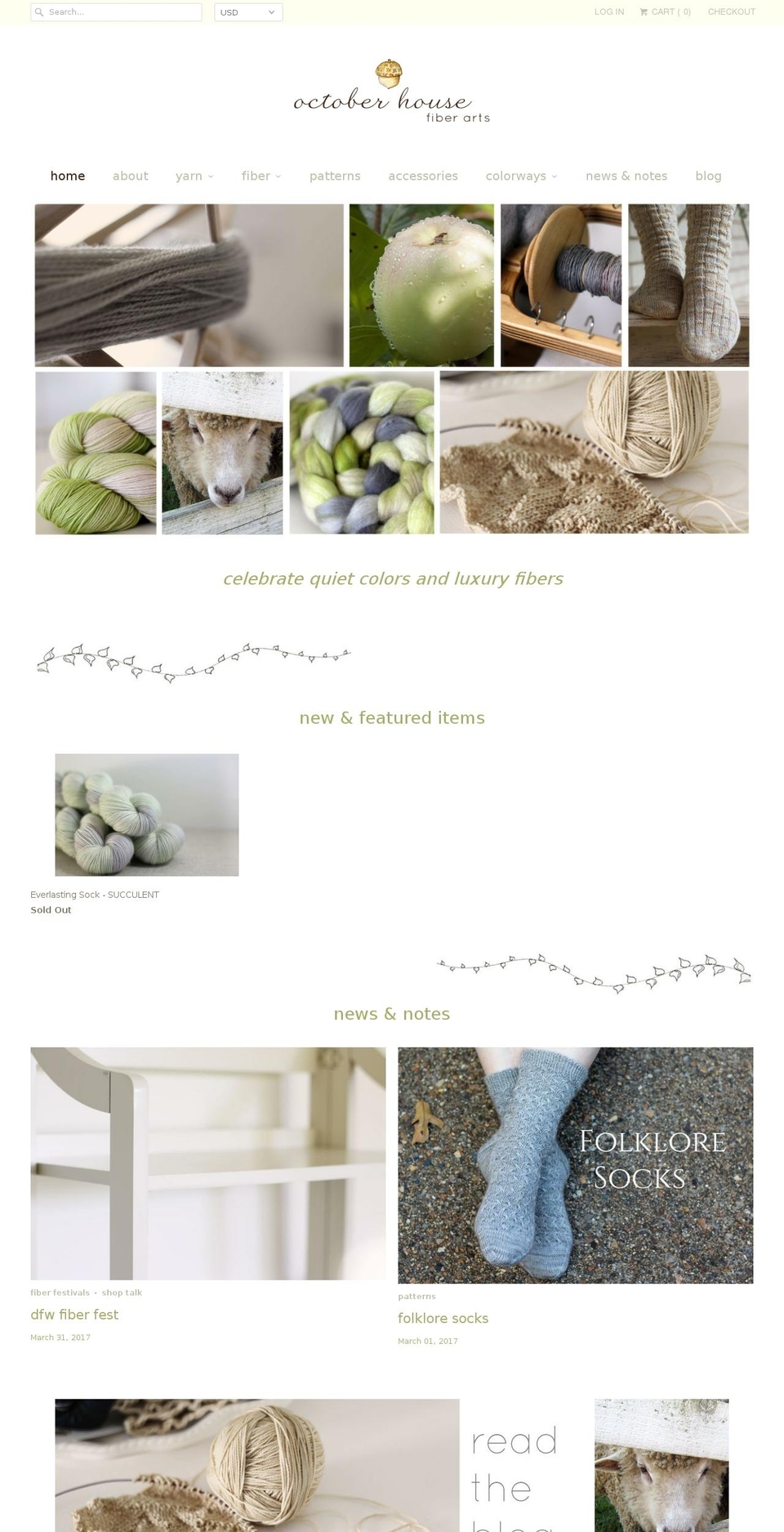 octoberhousefiberarts.com shopify website screenshot