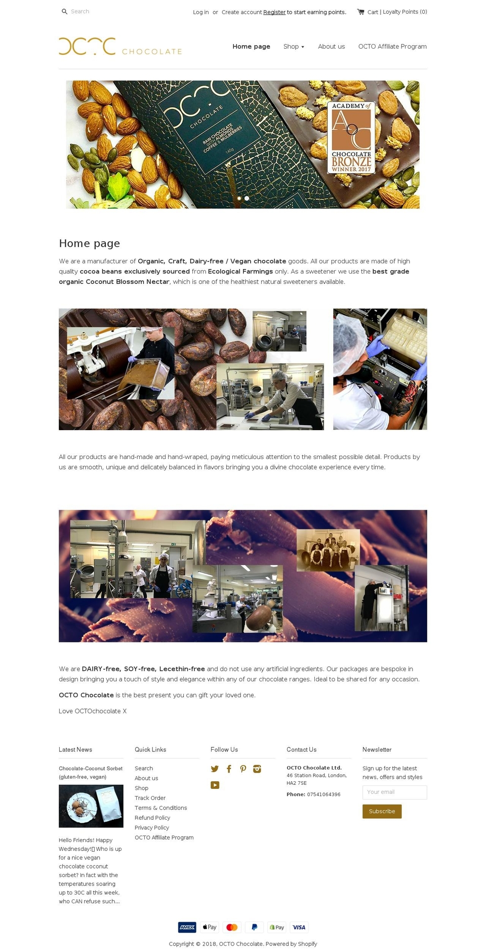 octochocolate.co.uk shopify website screenshot