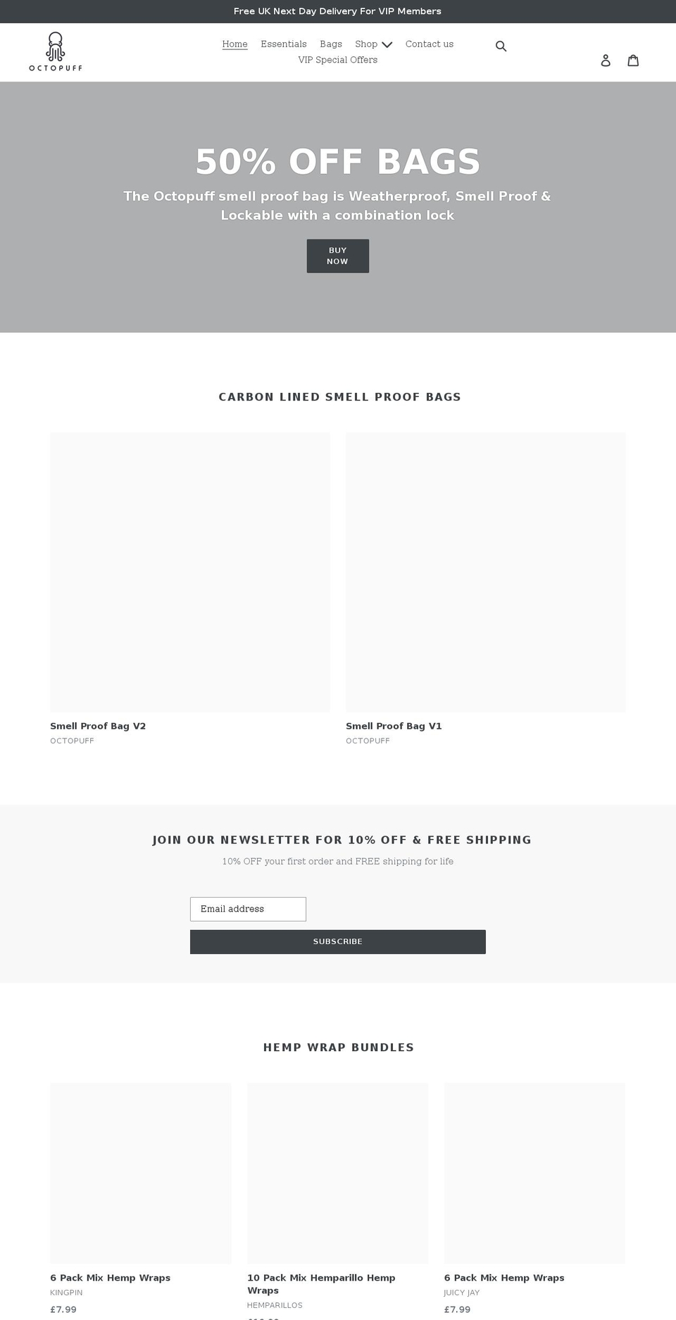octopuff.co.uk shopify website screenshot