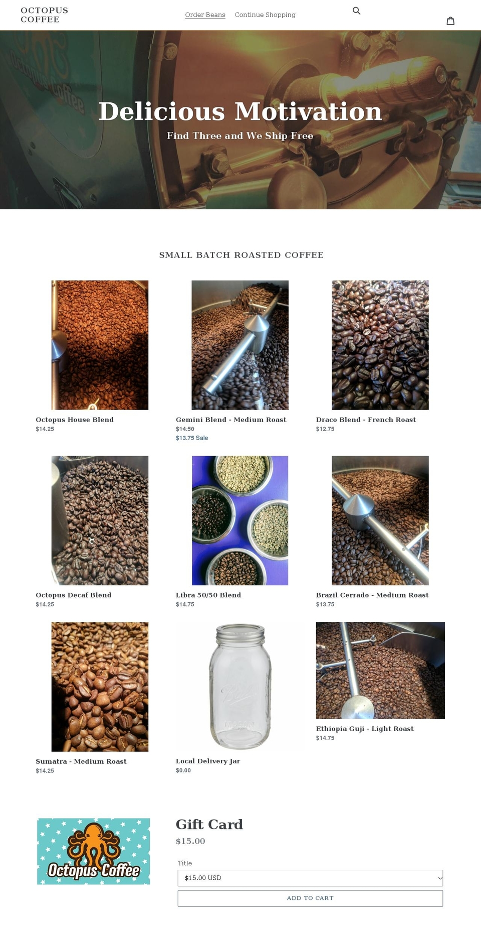 octopus-coffee.myshopify.com shopify website screenshot