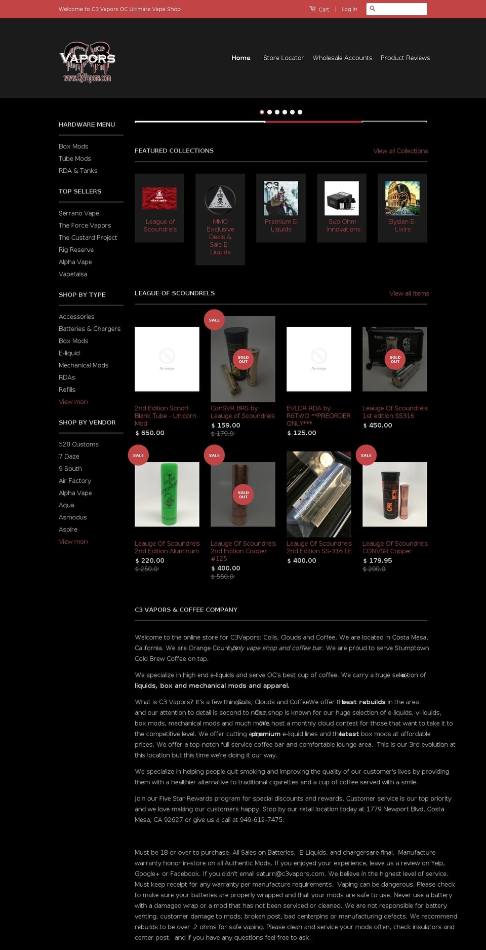 ocvaporsupply.info shopify website screenshot