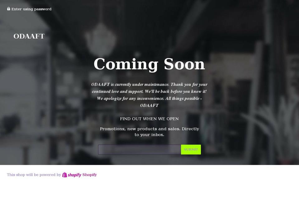 odaaft.com shopify website screenshot