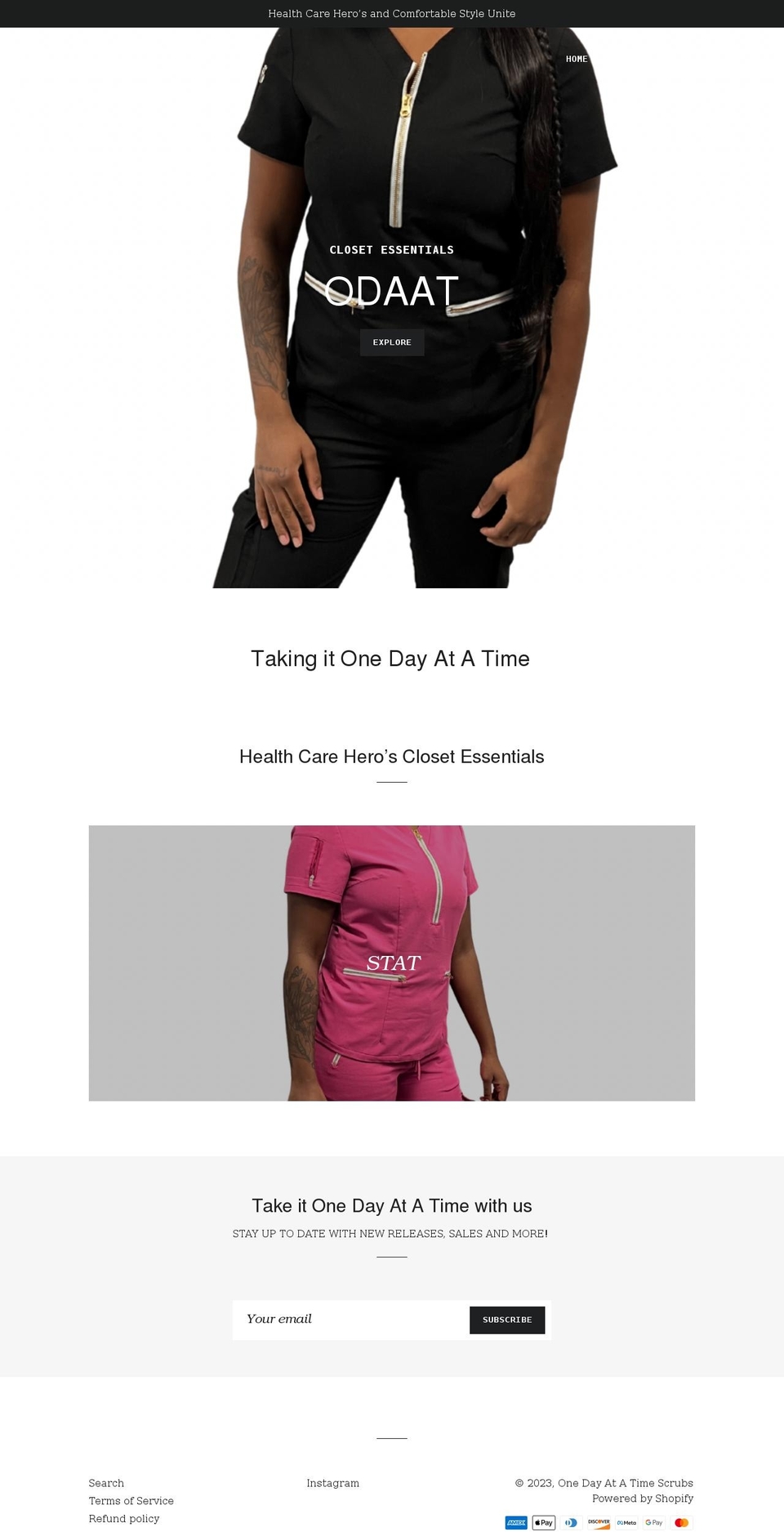 odaatscrubs.com shopify website screenshot