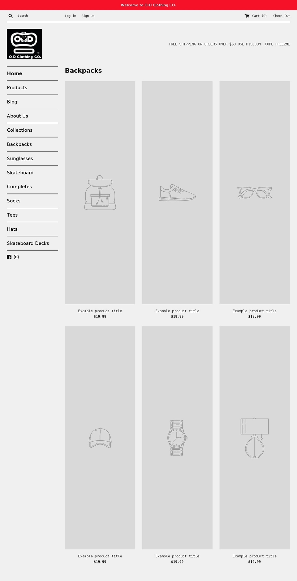 odclothingco.com — Shopify storefront screenshot